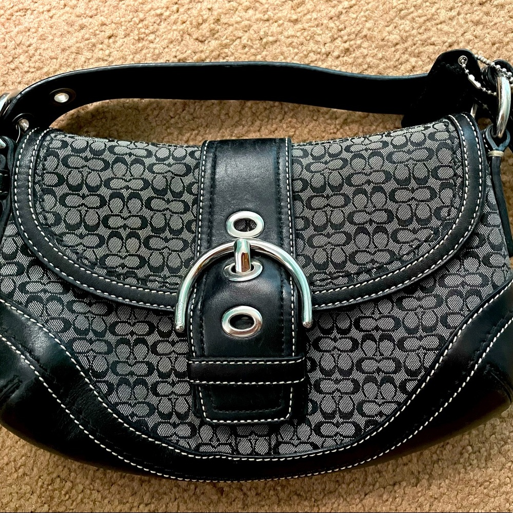 Coach Purse, Medium Size, Black Classic C Logo